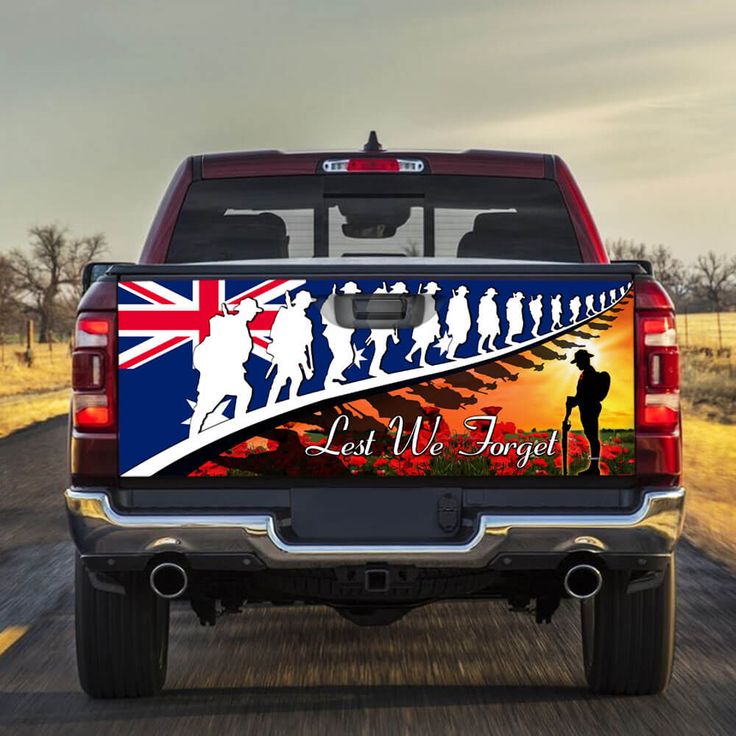Lest We Forget. Veteran Poppy Australian Truck Tailgate Decal Sticker Wrap
